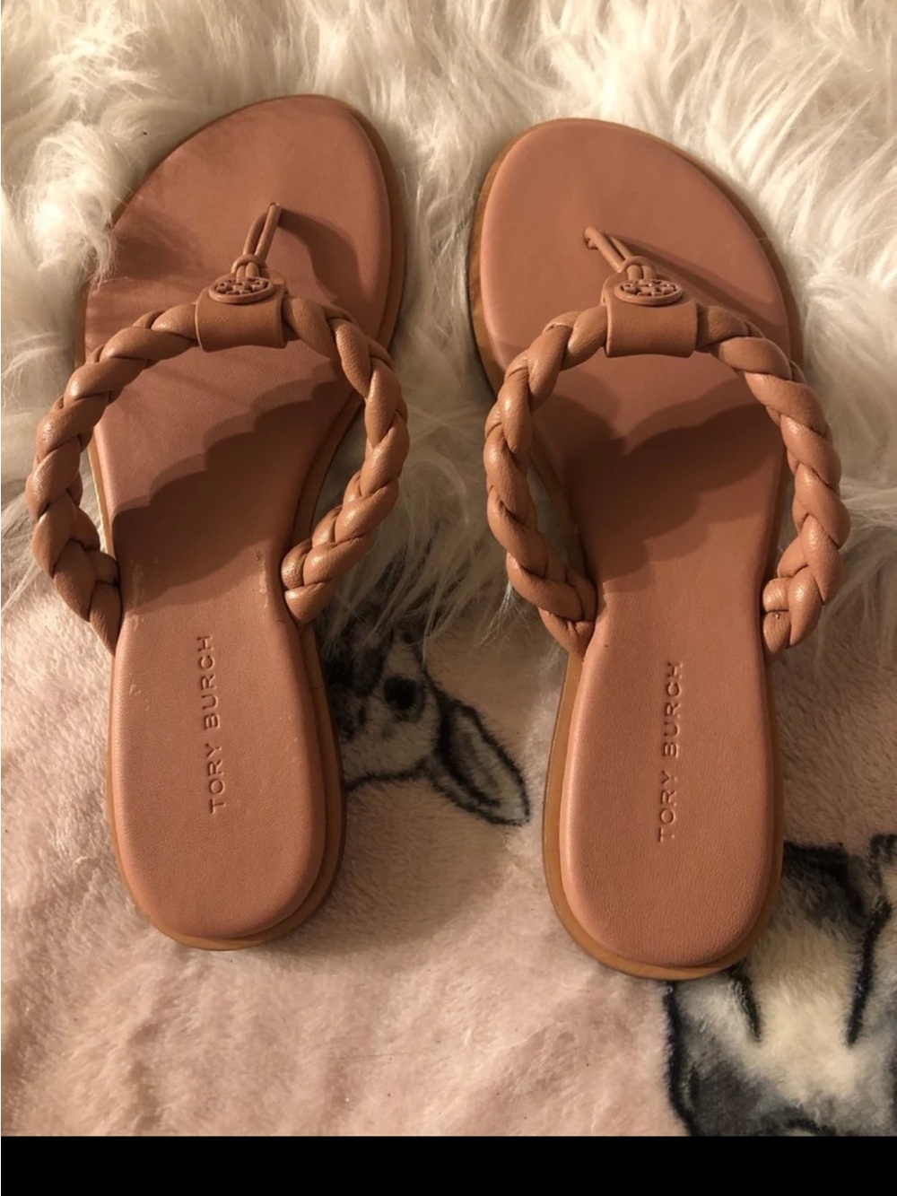 Tory Burch Braided Toe-Post Sandals in Tan